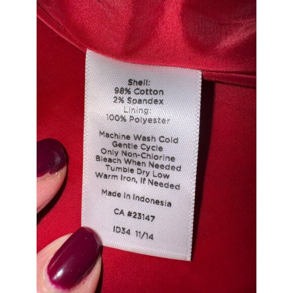 Talbots Red Floral Sleeveless Dress 14W Cotton/Spandex Pockets Boho Cottage Core - Picture 7 of 12